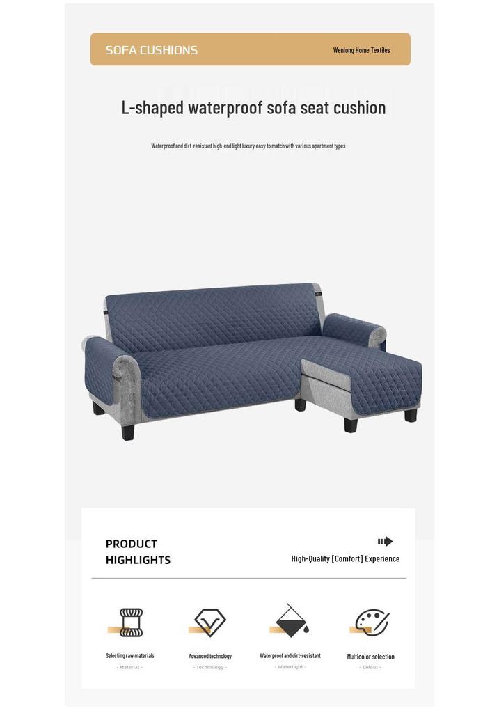 Universal Waterproof L-Shaped Chaise Lounge Sofa Cover - Anti-Slip, Protective, All-Season Cushion Mat