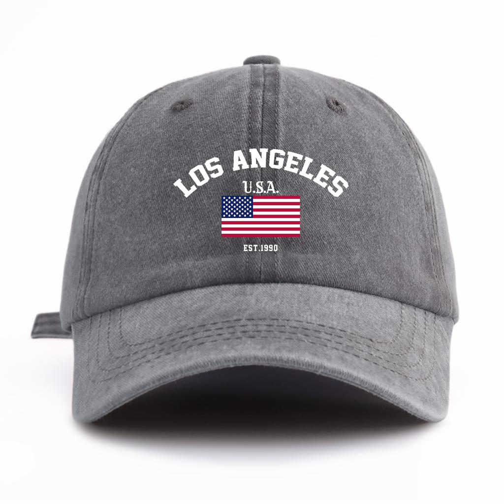1pc LOS ANGELES Print Washed Baseball Cap for Adults,Minimalist Retro Style Casual Soft Adjustable Dad Hat,Perfect As Gift