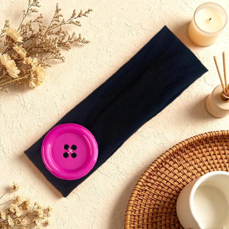 Summer Dopamine Large Button Wave Dot Headband Fashionable Ins Style Elastic Headband Colorful Hair Accessories For Women Girls