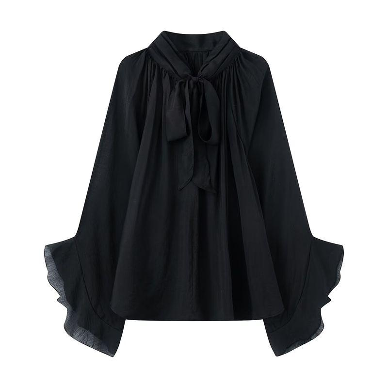 Kaslead New Women Clothes Western Style Fashion Casual Neckline Lace-up Perspective Top 1259011