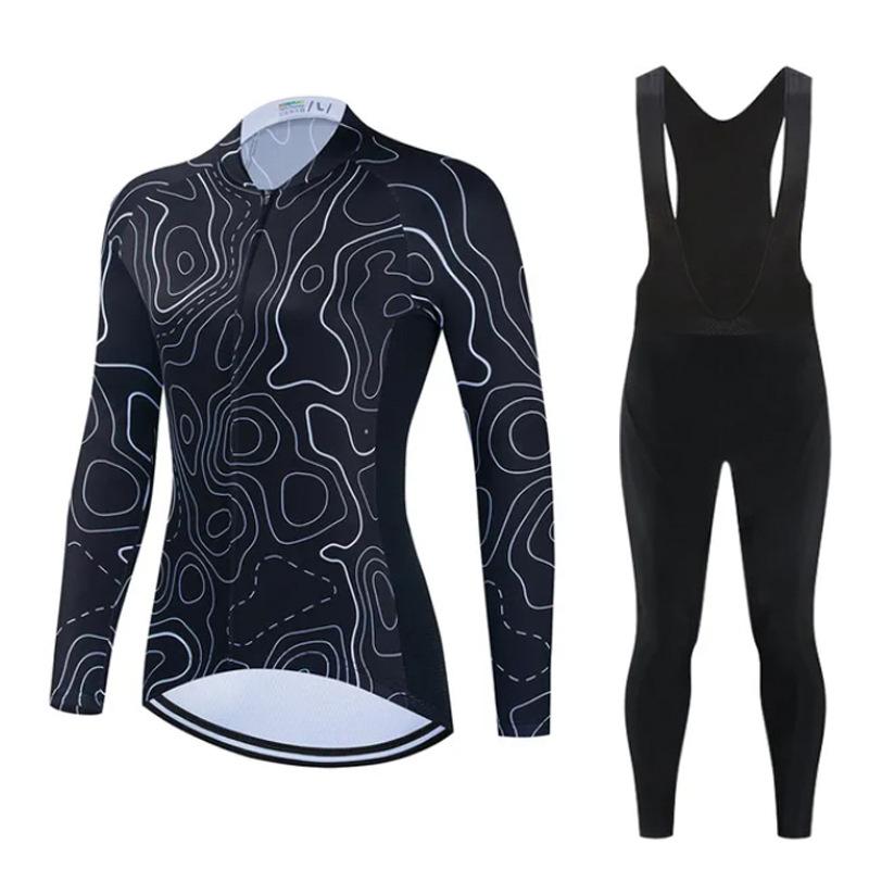 2026 Autumn Velvet Thin Cycling Suit Cycling Suit Bicycle Spring and Women's Long-sleeved Suit Quick-drying Breathable Sunscreen Overalls Trousers