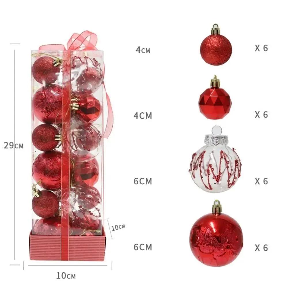 24pcs Creative 4/6cm Christmas Ball Set Plastic Gift Ball Xmas Tree Hanging Christmas Decorations Xmas Baubles Xmas Ball