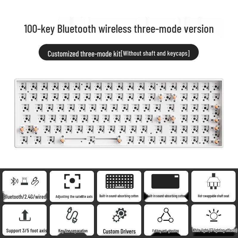 Multi-Size Wireless Bluetooth Mechanical Keyboard Kit with RGB, Customizable and Three-Mode Connectivity