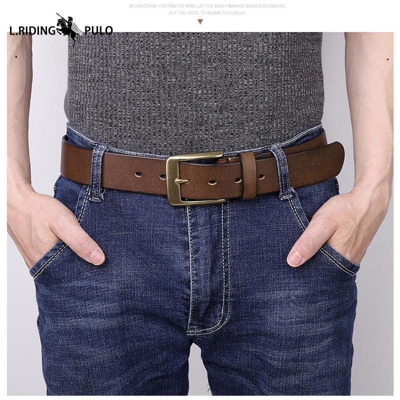 Genuine Cowhide Belt Retro Handmade Pure Copper Pin Buckle Men's Belt Young People Trendy Youth Casual Pants Belt