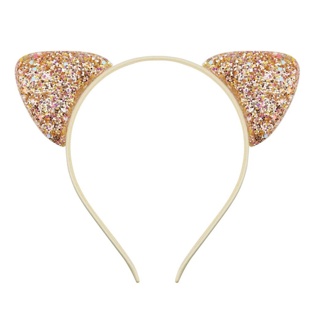 Glitzerndes süßes Katzenohren-Stirnband, Kitty-Stirnband, Damen, Mädchen, Kinder, glitzerndes Haar, Metallreifen, glänzende Haarbänder, Haar-Accessoires