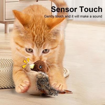 Interactive Cat Toys Kitten Chirping Bird Toys Kitten Toy Electric Squeaky Simulation Bird for Indoor Cats