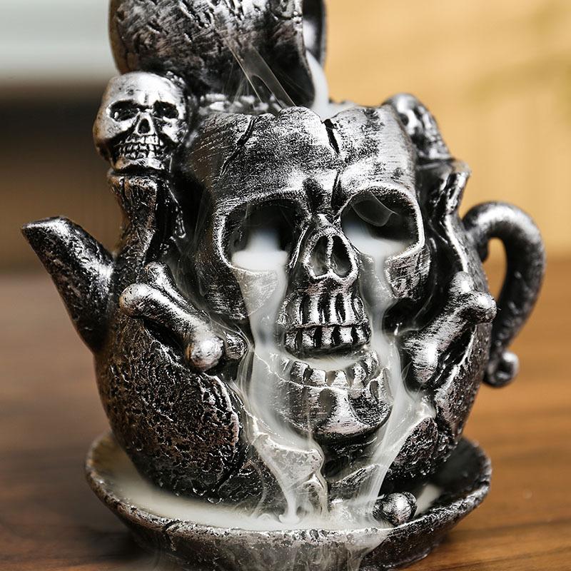 New Popular Advanced Resin Reflux Aromatherapy Stove Home Decoration Creative Teapot Skull Skull Handicrafts Ornaments