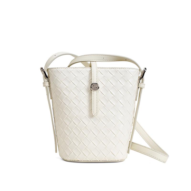

Изысканная кожаная сумка-ведро, плетеная сумка из коровьей кожи, маленькая сумка, женская универсальная сумка, женская летняя сумка-мессенджер бежевый