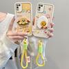KEYSION Cartoon Cute Plush Embroidery Case for Infinix Hot 11 Play with Lanyard PU Leather Shockproof Phone Cover for Infinix Hot 10 9 Play