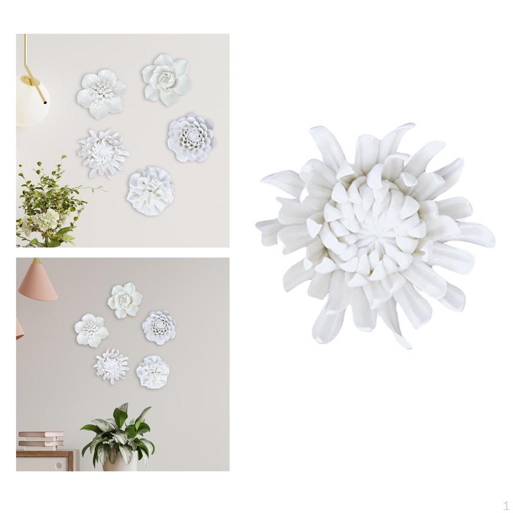 Ceramic Art 3D Hanging Porcelain Flowers Decorative Artificial Sculpture for Bathroom Living Room