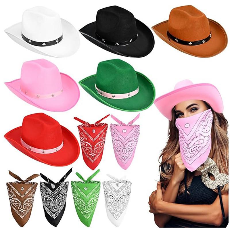 Cowboy Hat With Pink Star Rivets Costume Accessory For Parties
