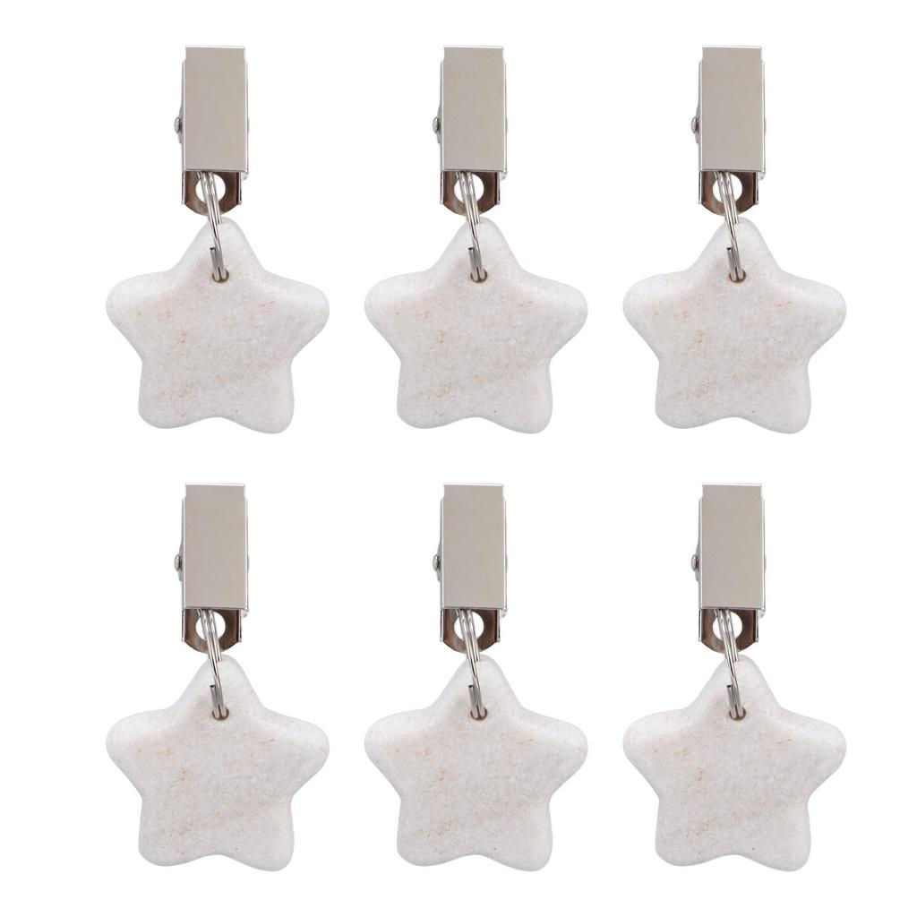 6Pcs Tablecloth Weights Marble Stainless Steel Small Size Waterproof Rustproof Durable Clip On