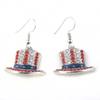 Cross-Border Independence Day Flag Hat Slippers & Heart Earrings in Red, White, Blue Stripes