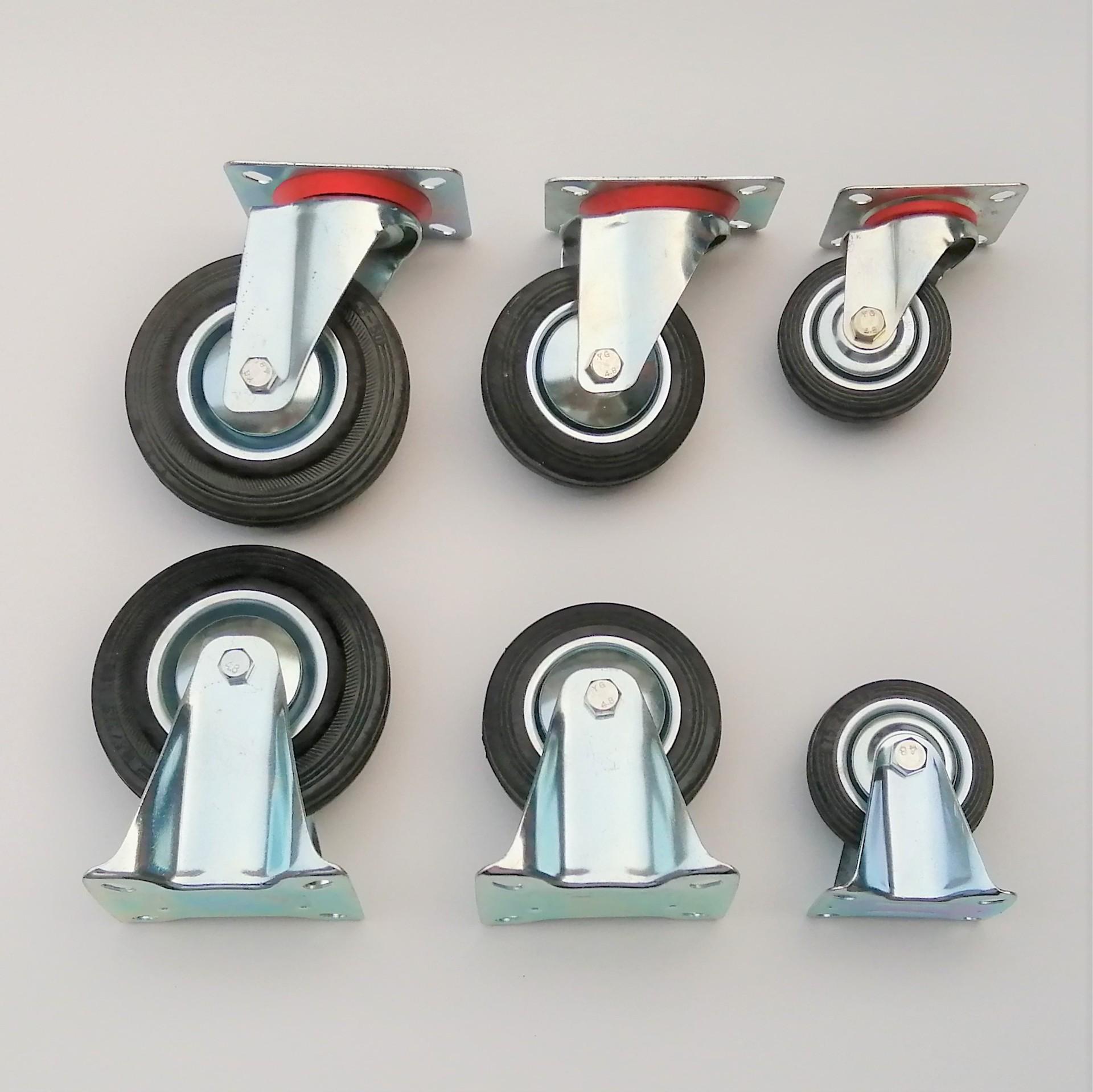 

Silent Medium Duty Swivel Caster with Black Elastic Rubber Wheel 3-inch Black Rubber Fixed