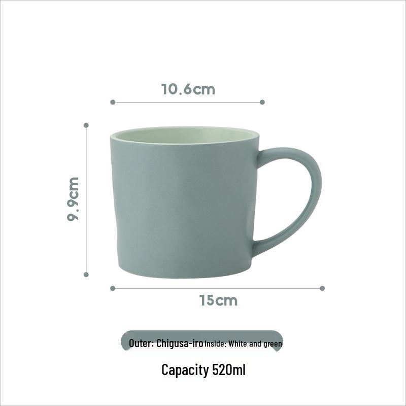 Large European-Style Matte Black Ceramic Mug with Spoon