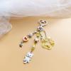 Cartoon Cat Keychain Charm Pendant Colorful Beaded Keyring Fashionable Accessory for Bags and Purses Creative Gift