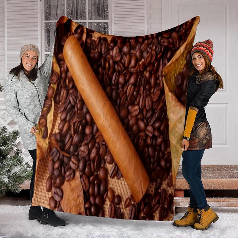 Coffee Bean Cigar Blanket Soft Comfortable All Seasons Perfect Sofa Office Naps Trips Birthday Gift Christmas Present