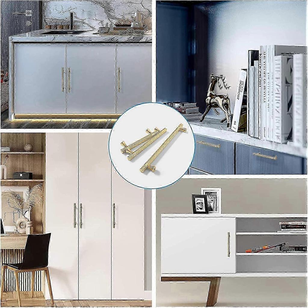 6 Pieces Gold Kitchen Cabinet Pulls, Door Knobs 96mm Center Distance, Zinc Alloy Cabinet Pull, Modern Drawer Knob, Bedroom Cabinet Pulls for Bathroom