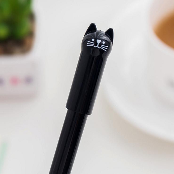 6 Piece Cute Creative Black Cat Gel Pen Stationery