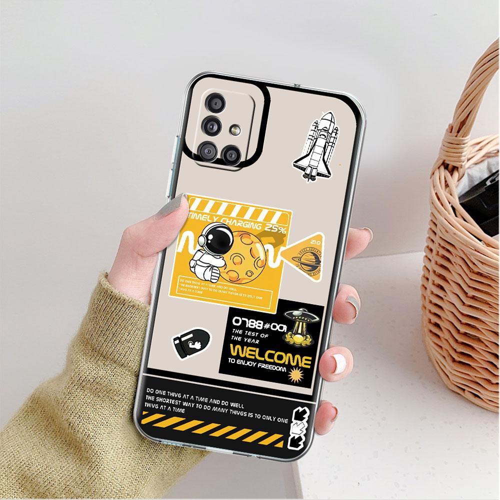 Luxury Astronaut Clear Case For Samsung Galaxy A52 A12 A51 A32 A21s A71 A32 A22 50 A70 A31 A72 5G Phone Cover