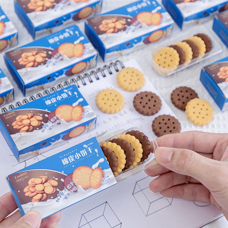 Creative Cartoon Biscuit-Shaped Eraser - Cute Stationery Gift for Kids