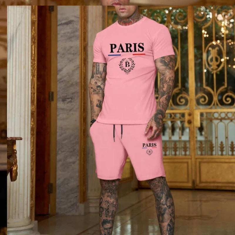 

Летний мужской модный комплект из 2 предметов: футболка с коротким рукавом + шорты с разрезом, спортивная одежда, модный, для бега, повседневный XL