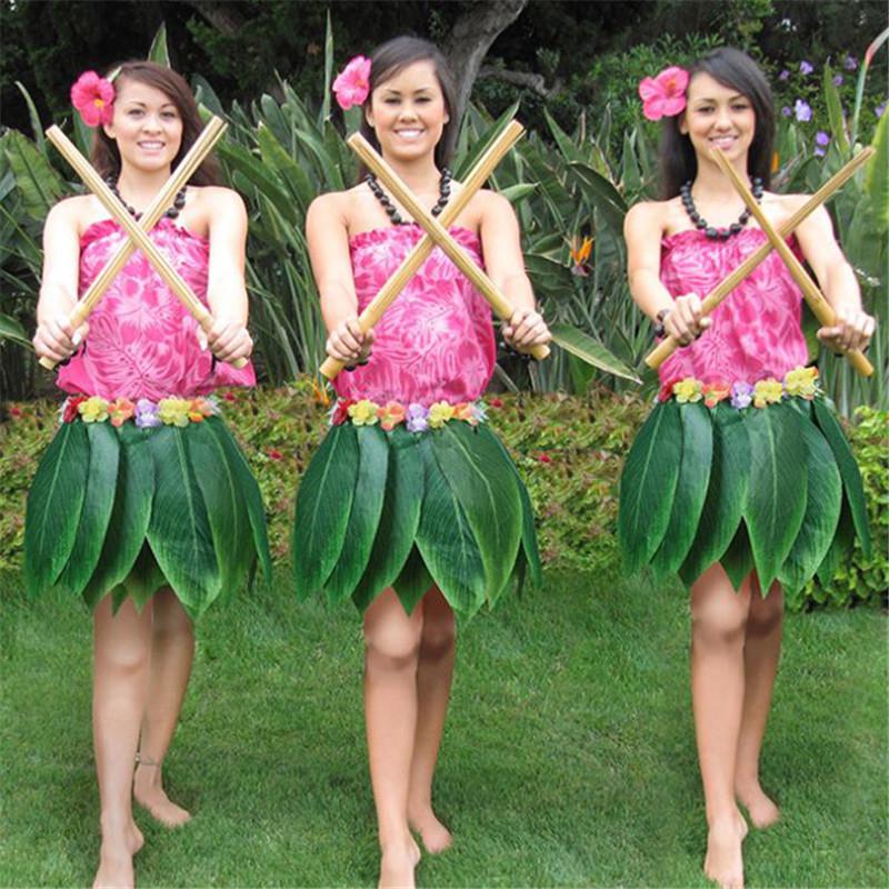 Buy Hanyu Golden Hawaiian Leaves Grass Skirts Costumes Adult Tropical
