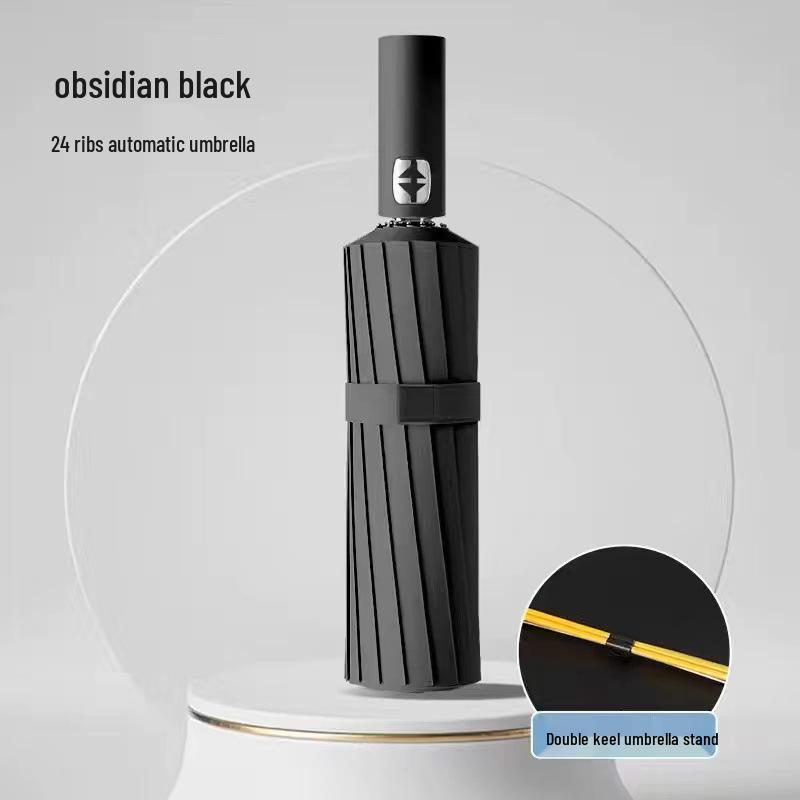 Large Automatic Windproof Umbrella: Dual Use for Sun and Rain, Black Glue Sunshade
