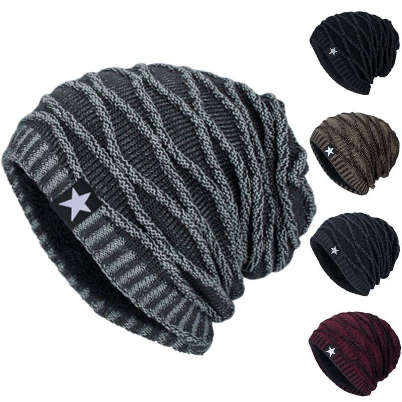 Knit Women Men Slouch Beanie Hat Winter Warm Thermal Faux Fleece Lined Ski Cap