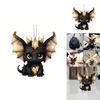Car Decor Acrylic Flat Surface Black Dragon Pendant With Cartoon Style For Vehicle Interior Enhancement