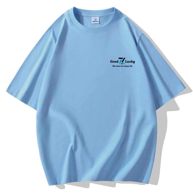 Gutes Glück Lockeres Kurzarm-T-Shirt für Herren 100% Baumwolle Rundhals-Oberteil