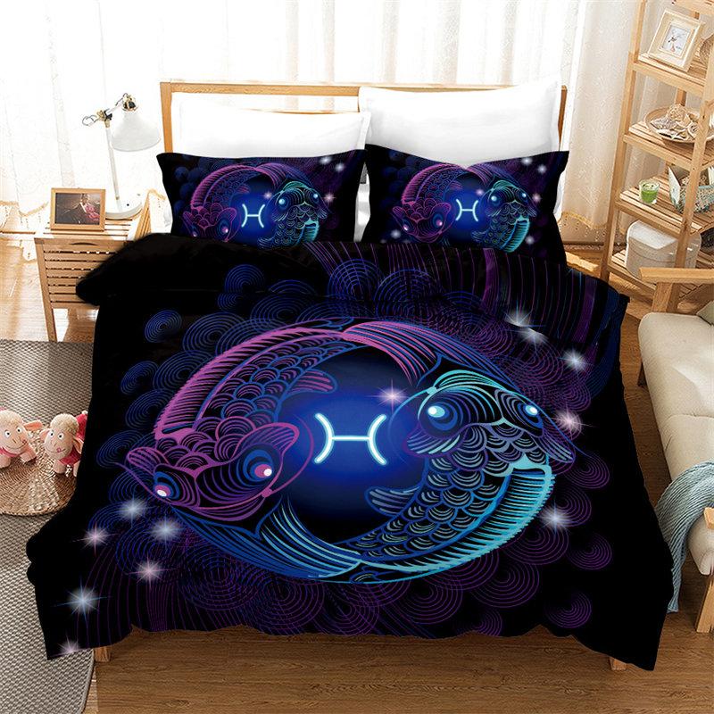 3D Aries Duvet Cover Set Twelve Constellations Bedding Set For Teens Kids Dorm Decor Microfiber Exotic Abstract Art Quilt Cover