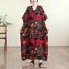 Kurzarm Plus Size Baumwolle Vintage Blumenmuster Neu in Kleidern für Damen lässig locker Maxi langes Sommerkleid