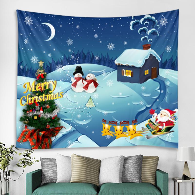Winter Theme Snowman Christmas Tapestry Wall Blanket Wall Hanging for Home Bedroom Living Room Party Decoration New Years Gift
