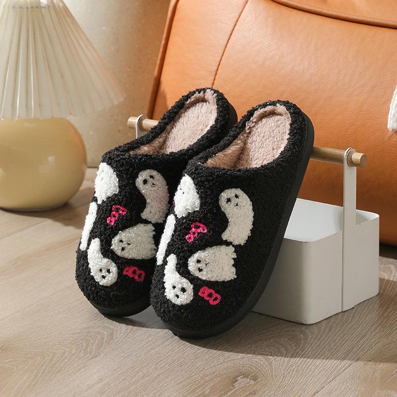 New Winter Home Indoor Halloween Slippers, Ghost Cartoon Dog Cotton Slippers Household