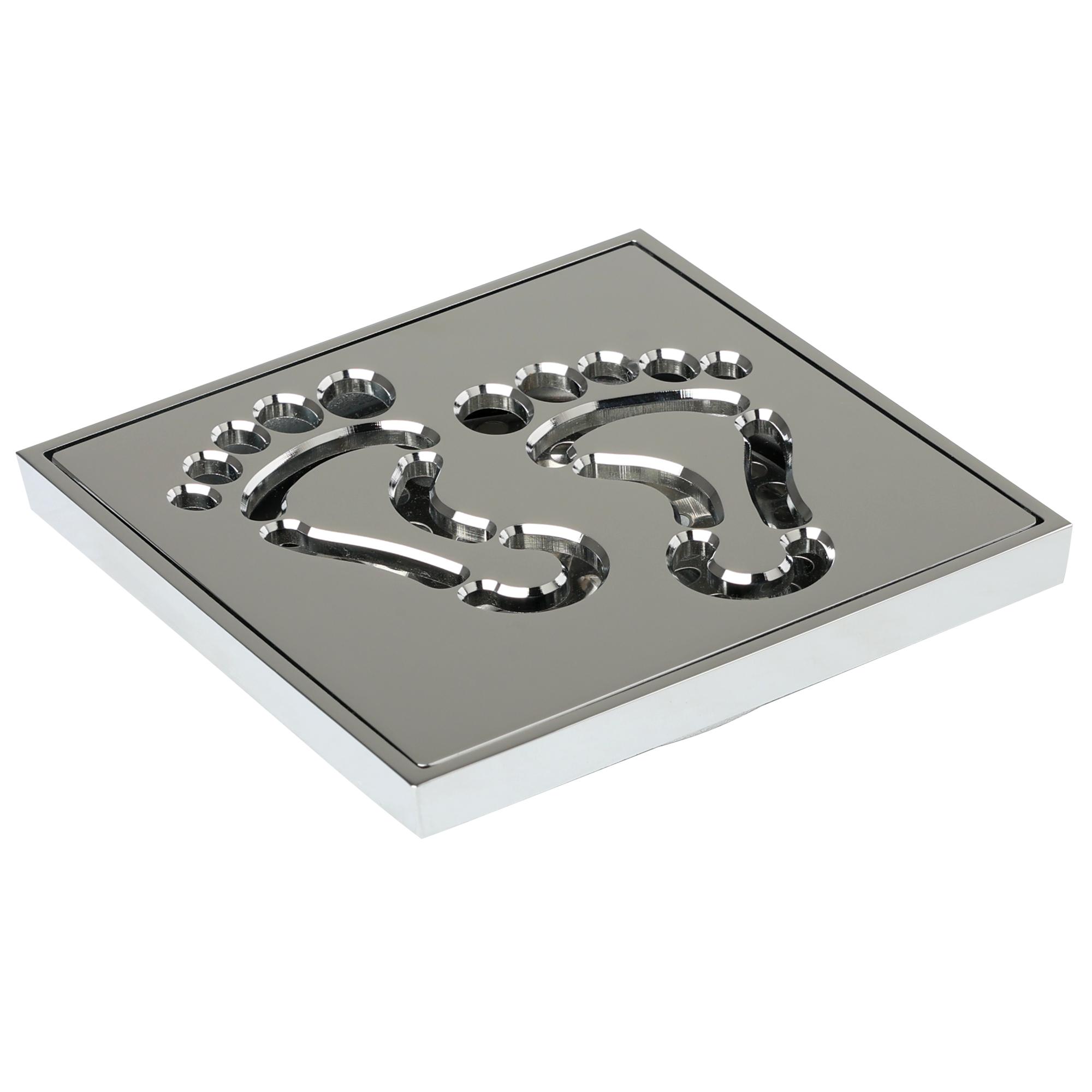 4 Inch Brass Floor Drain for Hotels Square Strainer with Traps for Shower Drainer (as the picture,Brass)