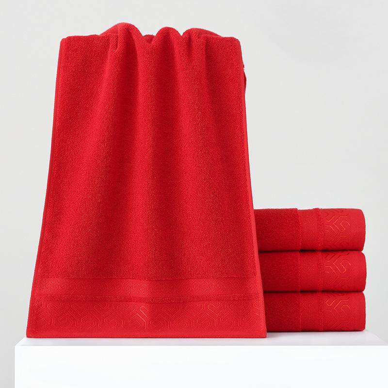 Red towel pure cotton wedding and birthday banquet embroidered pattern soft and absorbent