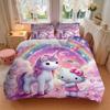 Unicorn Hello Kitty Fantasy Land Print 3Pcs Bedding Setduvet Cover With 2 Bedropillowcase Home Birthday Gift