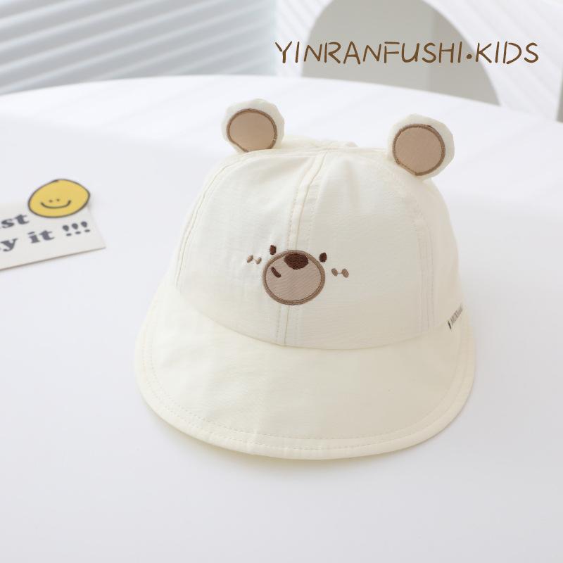 Korean Version of Children's Fisherman Hat  Boy and Girl Cute Ear Bear Pot Hat  Spring and Autumn Children's Sun Protection Hat
