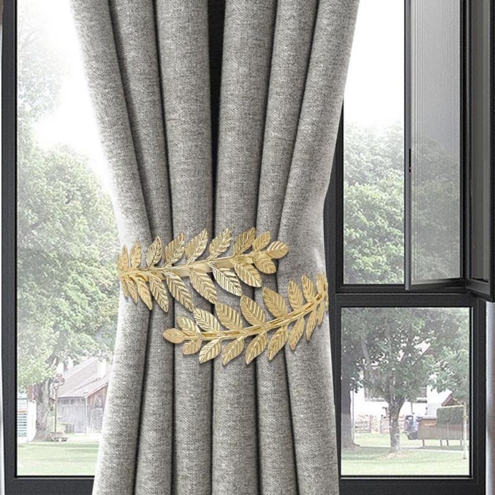 New Leaf Shape Metal Curtain Tiebacks Adjustable Clip Vintage Style Curtain Pull Hook Buckle Clip Curtains Tie Holder Home Decor