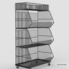 Multi-Layer Stackable Snack & Vegetable Display Rack with Slanted Baskets for Convenience Stores