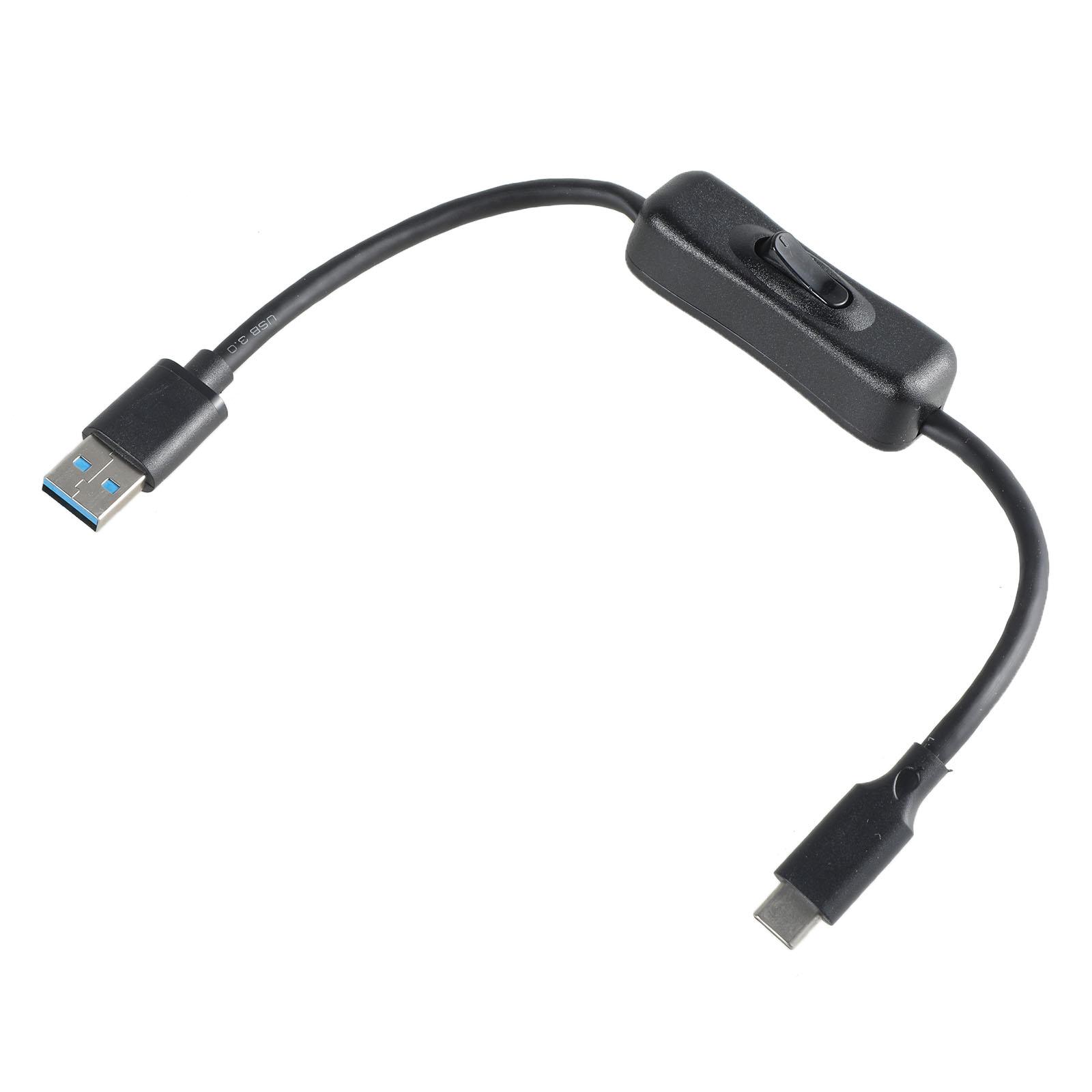 

USB3.0 to USB C Charging Cable with Power Switching Button, USB to Type C Power Adapter Cord Data Wire for LED Light Fan