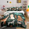 Wild Animals Jungle Pattern Bedding Duvet Cover Set  (1*Duvet Cover 2*Pillowcases, Without Duvet Insert)
