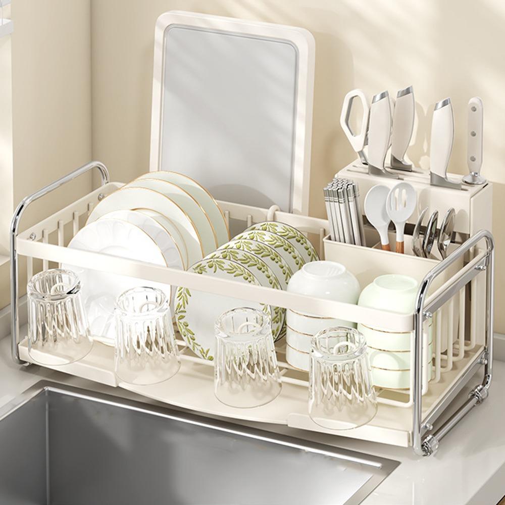 Carbon Steel Dish Rack Holder Rustproof Multifunctional Kitchen Sink Rack Portable Convenient Drain Drain Tray Household