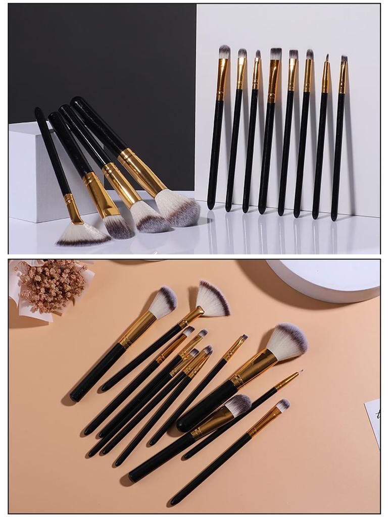Derpilo Makeup Brush Popular Makeup Brush Set with Storage Premium Fiber Fluffy Powder Fantasizing Eyeshadow Face Makeup Tools 12-Piece Set, Pouch,