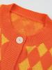 2025 Fall/Winter Color Block Diamond Plaid Long Sleeve Round Neck Knit Top for Women