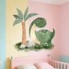 Cute Dinosaur Wall Sticker Cartoon Dino Tropical Palm Tree Wall Decals Peel And Stick Dino Wall Art for Kids Boys Nursery Bedroom Playroom Classroom
