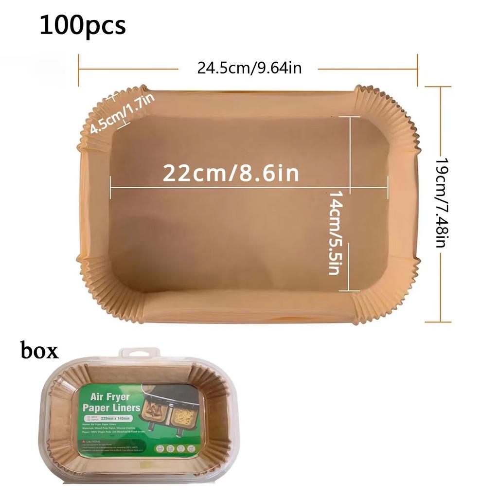 Disposable Paper Baking Pan Air Fryer Lined Nonstick Paper Pan for Oven Microwave Cooking Rectangular Food Storage Container
