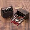 Decorative Miniature 1:12 Scale Wooden Metal Toolbox Prop Set for Doll House & Photography