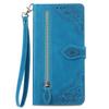 For Xiaomi 17 Pro Max Zipper Wallet Case with Strap Flower Imprint PU Leather Phone Cover